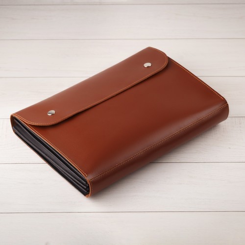 Accordian File Folder Leather A4 Personalized Document Organizer Vertical Case - Picture 7 of 39