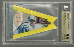 Peyton Manning 1998 Playoff Contenders Pennant #42 BGS 9.5 Yellow Die-Cut RC 10