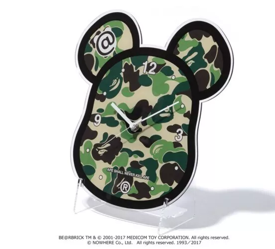 A Bathing Ape ABC BE@R Wall Clock Green Camo Rare Bape X Be@rbrick