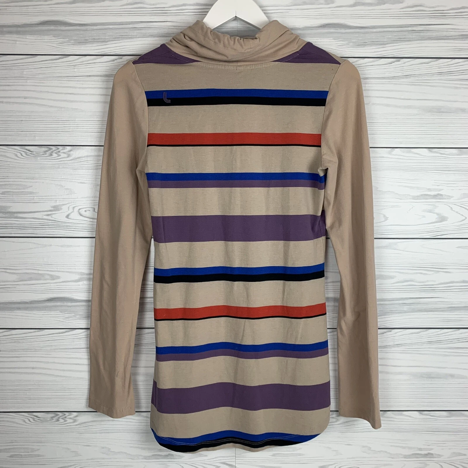 lole athletic workout cowl neck long sleeves striped shirt