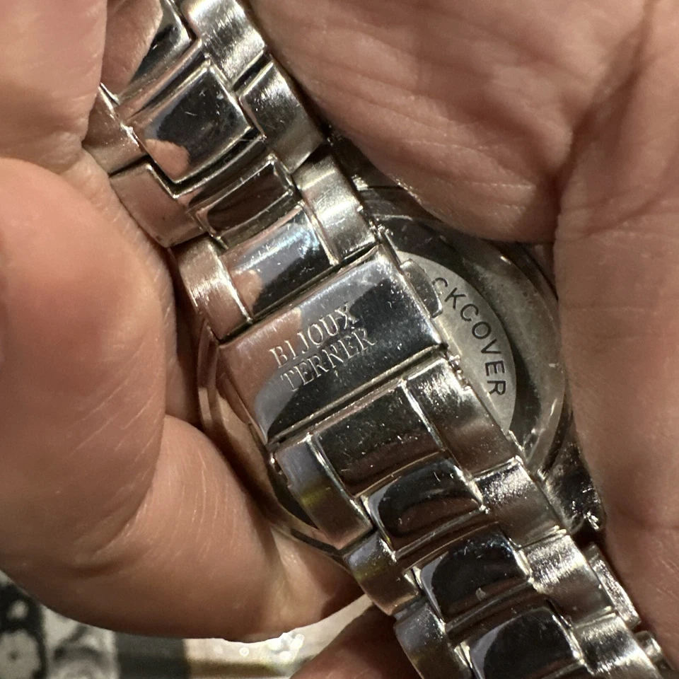 *Funcionando* Reloj Bijoux Terner esfera azul plata acero inoxidable nunca usado Foto 4 de 4