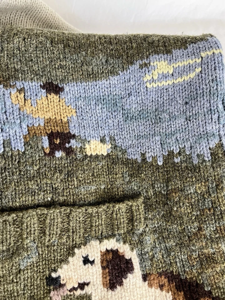 Suéter Vintage Lauren Ralph Lauren con Capucha Tejido a Mano con Perro y Campo Foto 4 de 4