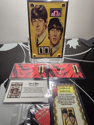 John Lennon , Paul McCartney Authentic Worn Clothing Piece Shea