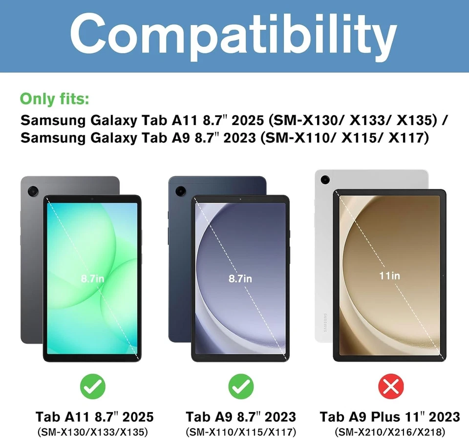 2x 9H Panzerfolie Glas für Samsung Galaxy Tab A11 8.7 2025 / Tab A9 8.7 2023 - Bild 2 von 4