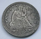 1853 Arrows & Rays Seated Liberty Quarter