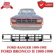 Black 3Pc Fits 1989-1992 Ford Ranger New Front Grille & Headlight Door Bezel