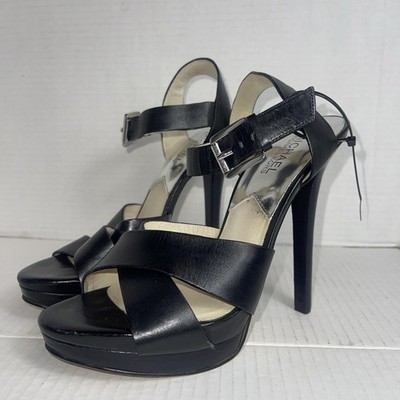 Michael Kors Women Size 8M Black Leather Heel Sandals