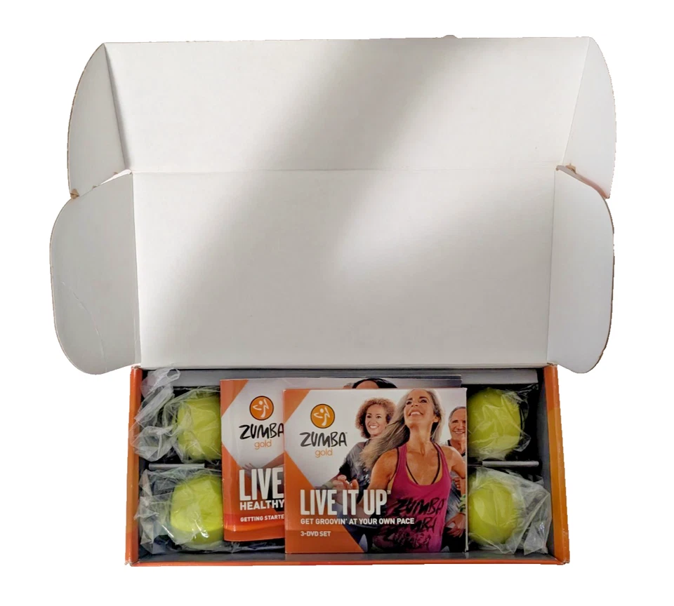 Zumba Gold Live It Up 3 DVD 套装带健身有氧调理棒 - 二手 — 第 2/4 张图片