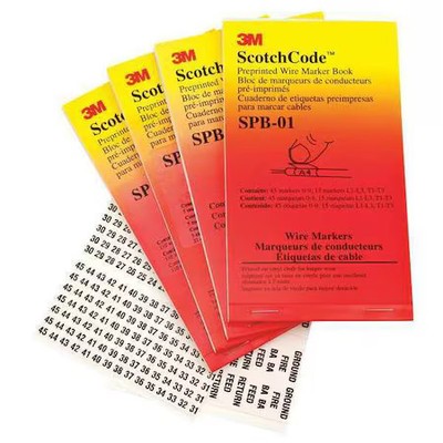 3M Spb-12 Wire Marker Book, Preprintd, Slf-Adhes, Pk5, Spb-12
