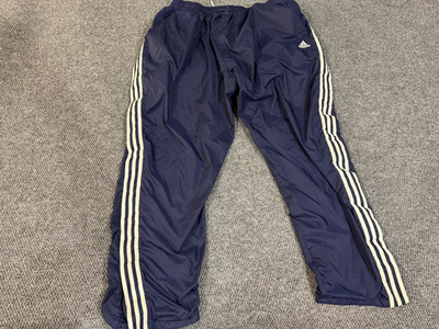Vintage Adidas Track Pants Mens 2XL Blue Stripe Snap Tear Away