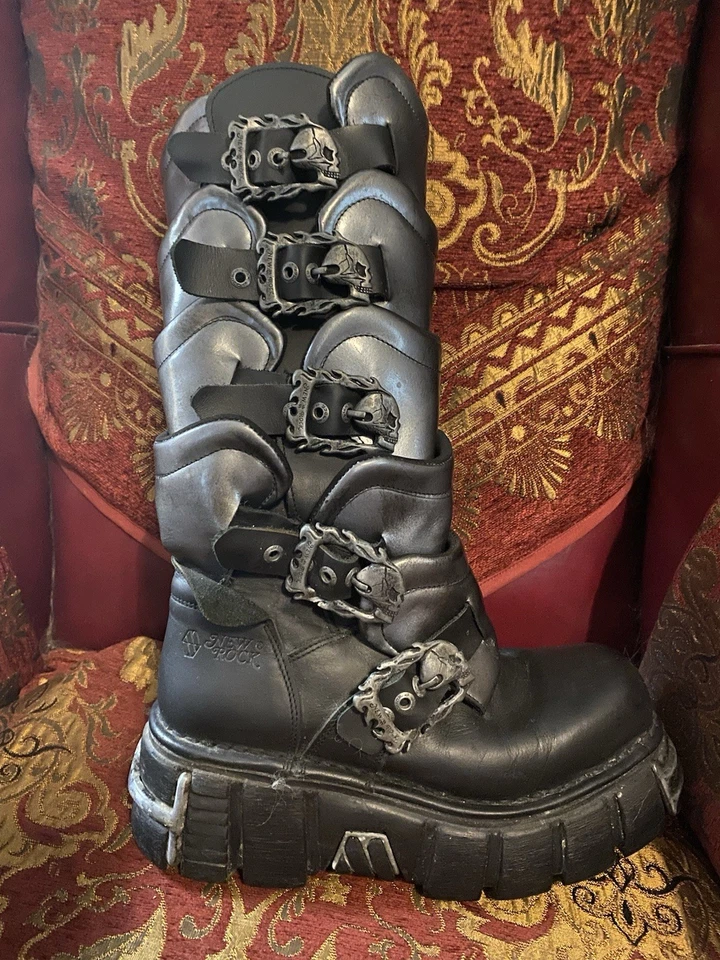 Nuevas botas rock unisex punk rock-Estilo 738S una negra talla 10 Foto 3 de 4