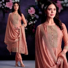 SALMON ORGANZA SILK EMB INDIAN PAKISTANI READYMADE LADIES SALWAR KAMEEZ SUIT SNJ