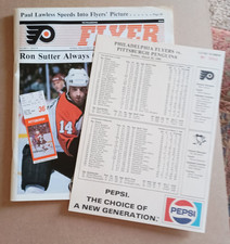 1988 Penguins @ Flyers NHL Hockey Program & Ticket Mario Lemieux 60th Pat Mayer