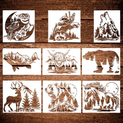 Animal Wood Burning Stencils Deer Bear Wolf Craft Templates