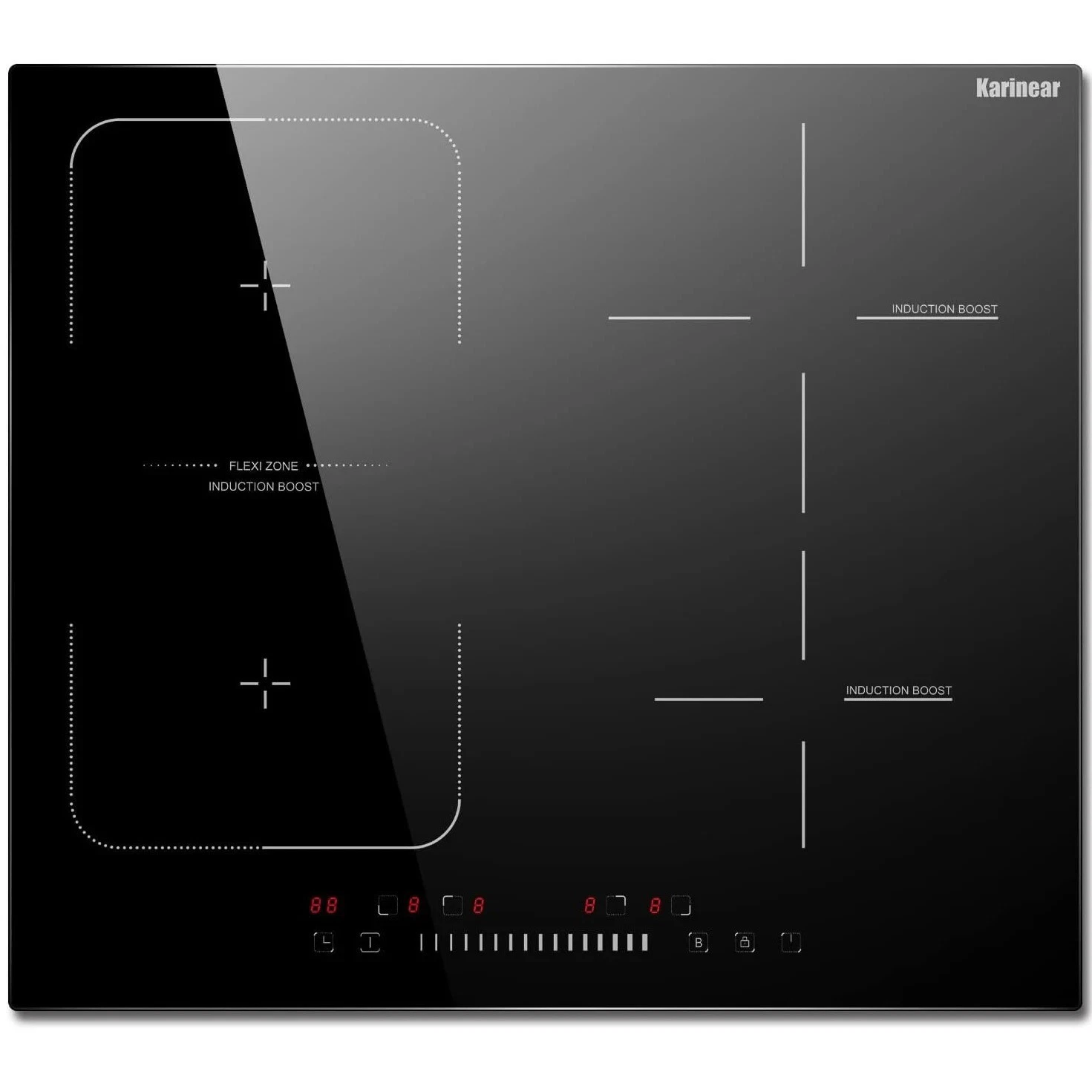 Karinear 4-Burner Induction Cooktop Built-in Hob FlexZone Timer Boost 7200W