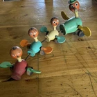 Vintage Fisher-Price Gabby Goofies Duck Family Wooden Pull Toy Birds