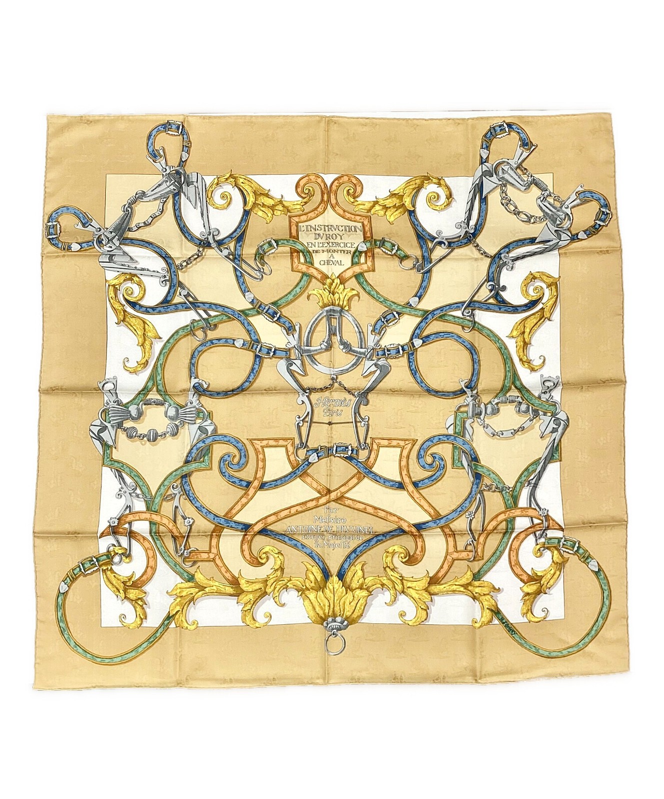Hermes Scarf Silk Gold Carre 90 L'Instruction du Roy From Japan thumbnail 17