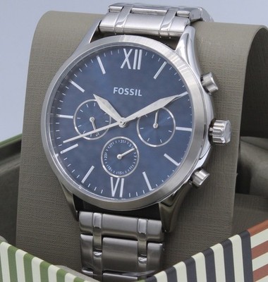 Fossil Fenmore Chronograph Midsize Silver Blue Men's BQ2808 Watch