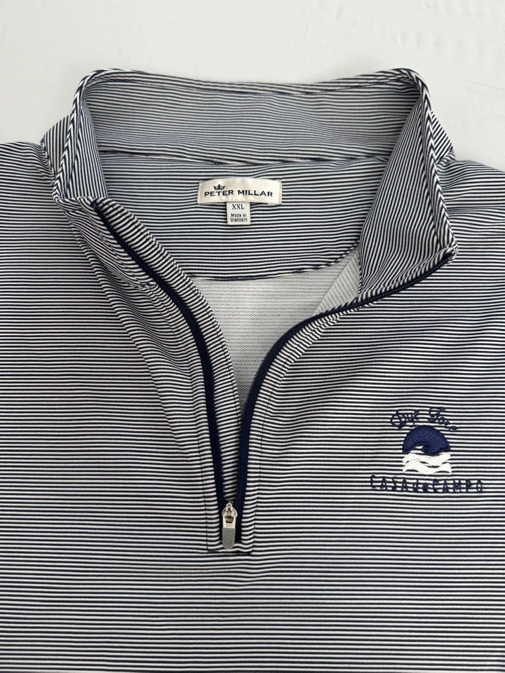 Pullover Peter Millar Casa de Campo Cuarto Cremallera Rayas Azul Marino Blanco XXL Golf Foto 2 de 4