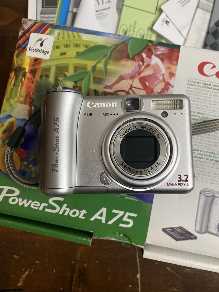 Canon PowerShot A75 Digital Camera 3.2 MP 3x Zoom Compact Flash Card Complete - Image 2 of 4