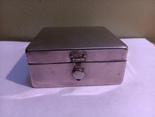 Vintage 3.5 x 3.5 x 1.5 Inch Metal Box/case - Leather/Wood - Cigar/Cigarette