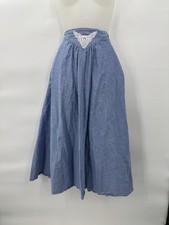 Vintage Circle T by Marilyn Lenox Denim Maxi Skirt Sz 15/16 Western Cowgirl Lace