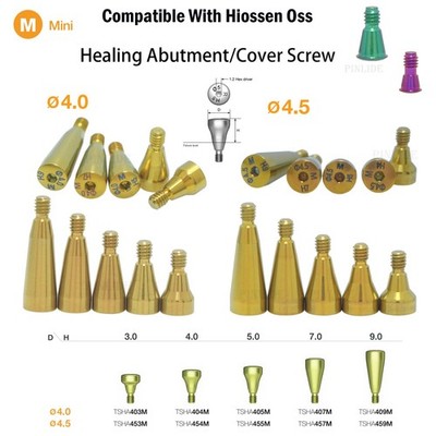 Dental Healing Abutment Caps Mini Platform Ø4.0Ø4.5 fits Hiossen Oss 3/4/5/7/9mm
