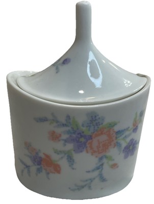 Vintage Adam & Eve White Floral Sugar Bowl/Dish W Lid 4 