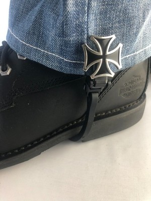 Biker Boot Straps 4'' Maltese Cross Pant Leg Straps Motorcycle HD Biker