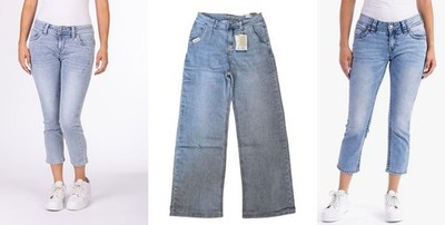 BLUE MONKEY JEANS B- WARE BLAUTÖNE 7/8 LÄNGE WIDE LEG DESTROYED LOOK