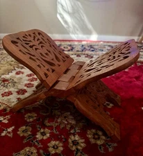 Vintage Wooden Book Stand Hand Carved in India