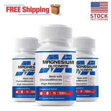 Magnesium Glycinate 1330mg - 3 X 60 Capsules For Sleep Support, Stress Relief 