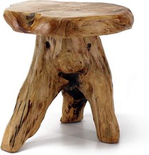 WELLAND Natural Cedar Stump Stool, 14" End Table, Live Edge Side
