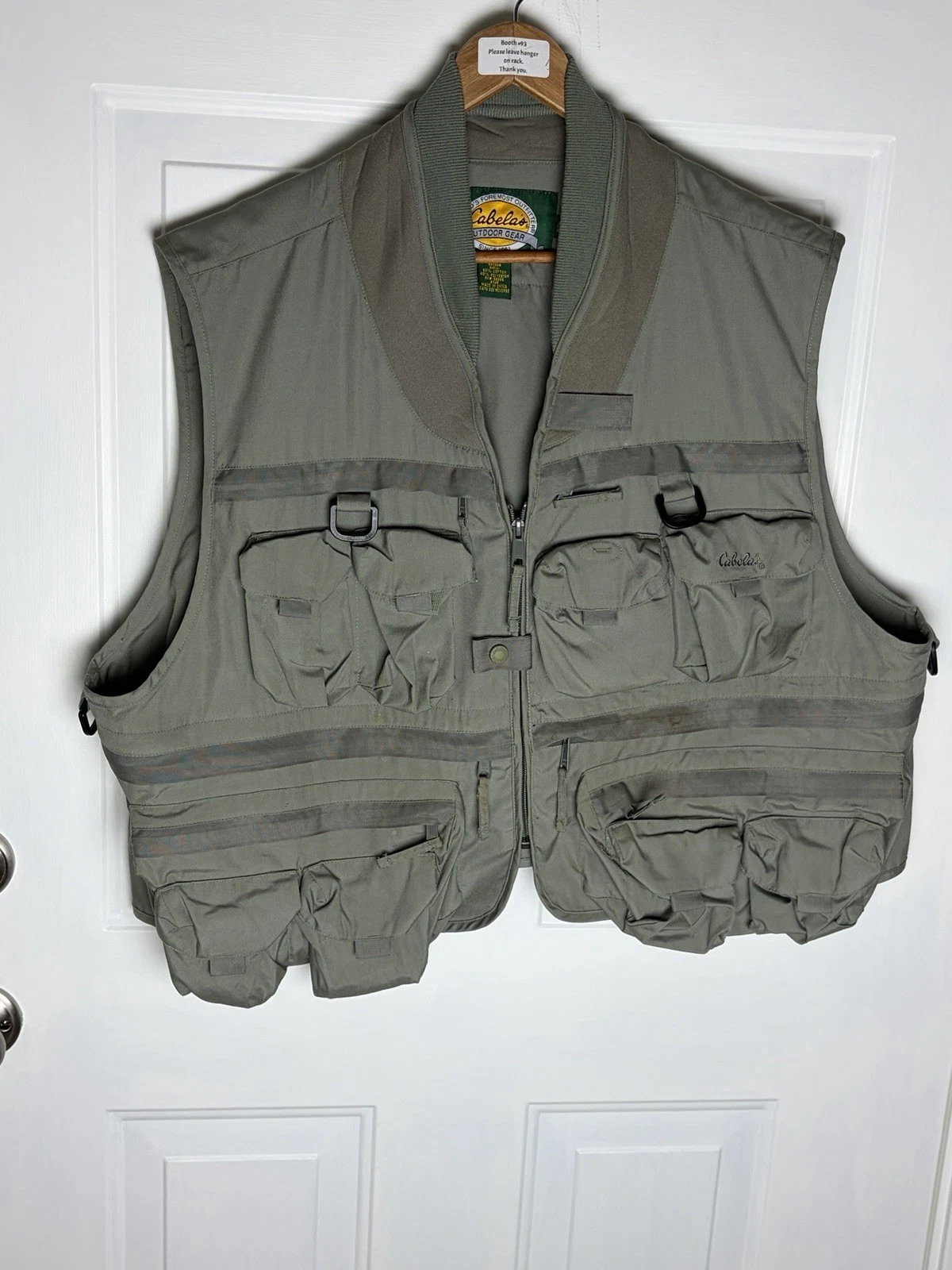 Vintage Cabela’s Fly Fishing Utility Vest Olive Green Multi Pocket Men’s XL