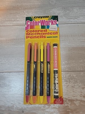 Vintage 1988 Crayola Color Works Warm Shade Erasable Mechanical Lead Pencils NOS