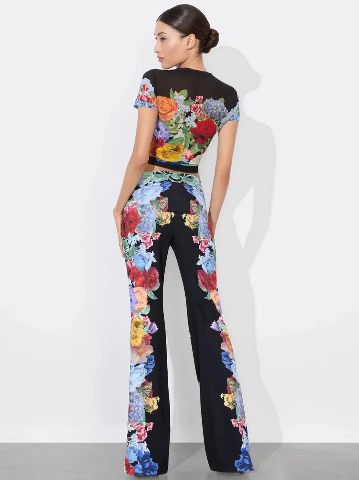 ALICE & OLIVIA (XS) TESS FLORAL SEMI SHEER GARDEN BRUNCH T-SHIRT NWT MSRP $195 - Image 4 of 4