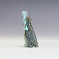 NATIVE AMERICAN ZUNI LABRADORITE COYOTE FETISH BY KENRIC LAIWAKETE