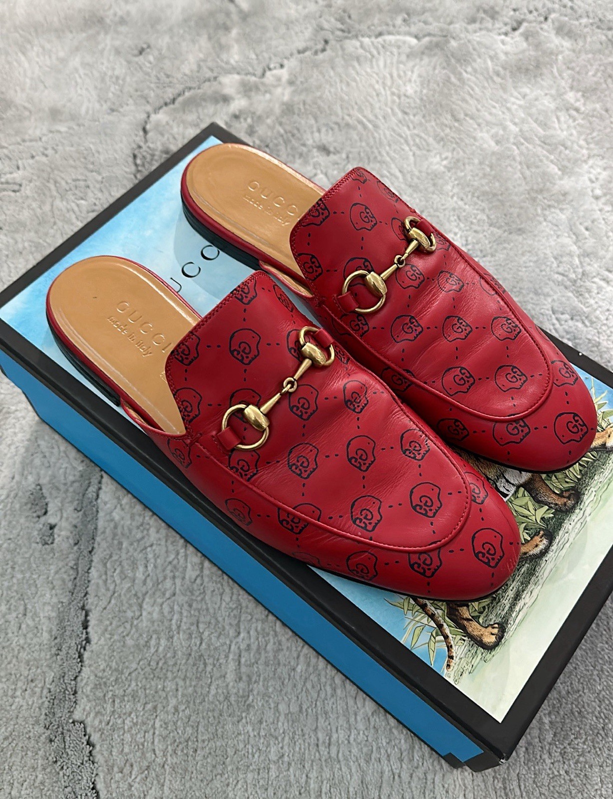 Authentic Gucci Ghost Red Leather Princetown Mens… - image 3