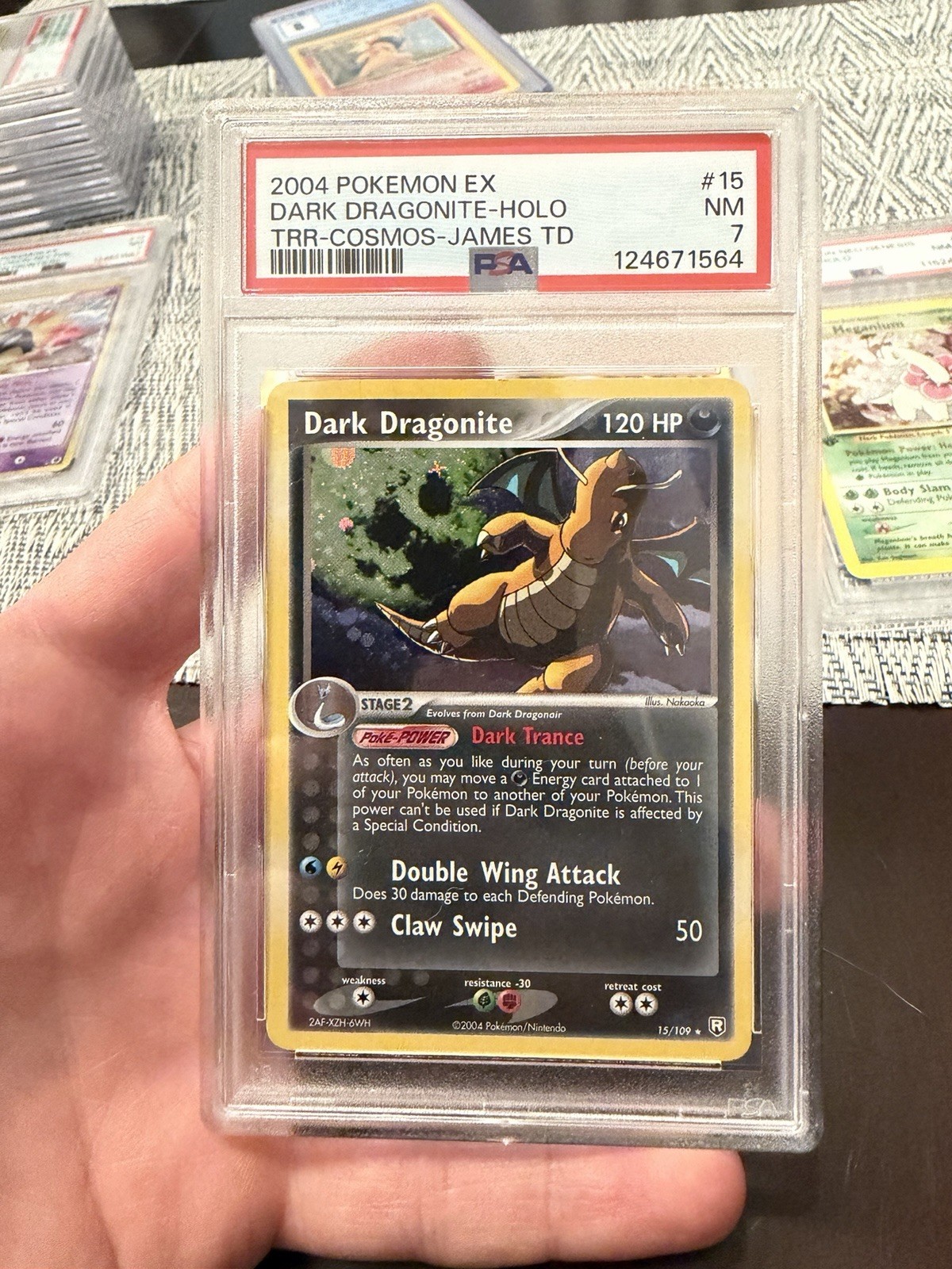 PSA 7 Dark Dragonite #15 Team Rocket Returns Cosmos James TD Pokemon Ex Tcg