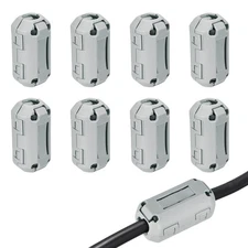 7mm Ferrite Cores Ring Clip-On RFI EMI Noise Suppression Cable Clip, Grey 8pcs