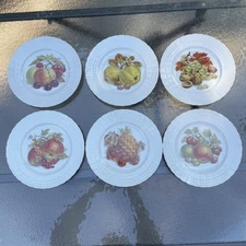 6 Hutschenreuther Fall Fruit and Nut Dessert Plates Wallace China W. Germany 8”