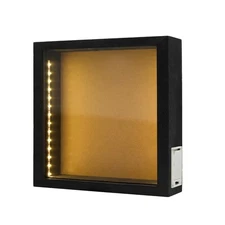 Shadow Box with Lights Rustic Black Wood Display Case Wine Cork Ticket 10x10