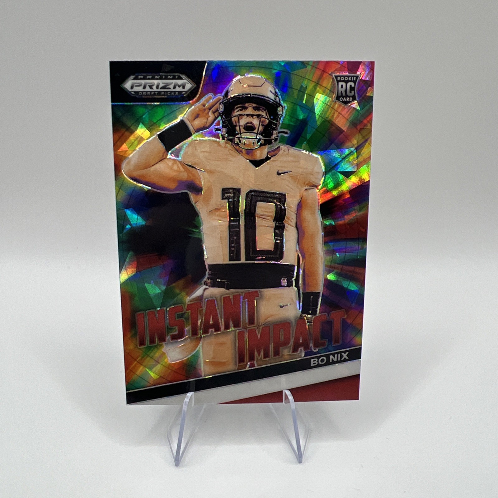 Bo Nix 2024 Panini Prizm Draft Picks Instant Impact Red Ice Prizm (RC)
