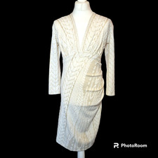 Kevan Jon Sweater Dress Small UK 10-12 Jacquard Cream Gold Formal Wedding Mob