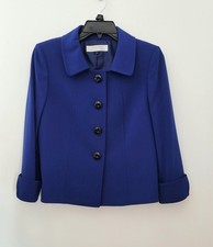 Tahari Arthur S. Levine Women's Size 2 Royal Blue Buttoned Blazer Cuffed Sleeves