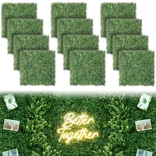 12PCS 20”×20” Boxwood Panels, Artificial Grass Wall Panels Fake Greenery Back...