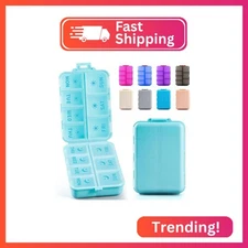 New Foldable & Double Protection Portable Weekly Pill Organizer 2 Times A Day wi