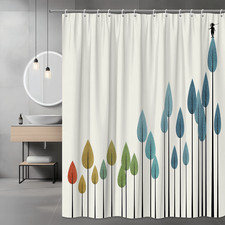 Abstract Leaf Print Shower Curtain Colorful Tree Design