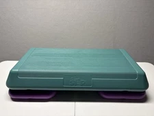 Vintage The Step Original Aerobic Platform Green Purple Stepper with Risers