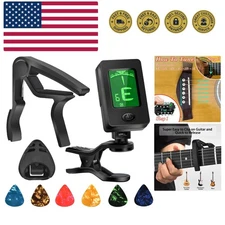 Guitar Tuner, Guitar Accessories with Guitar Picks, Guitar Capo, Capo for Aco...